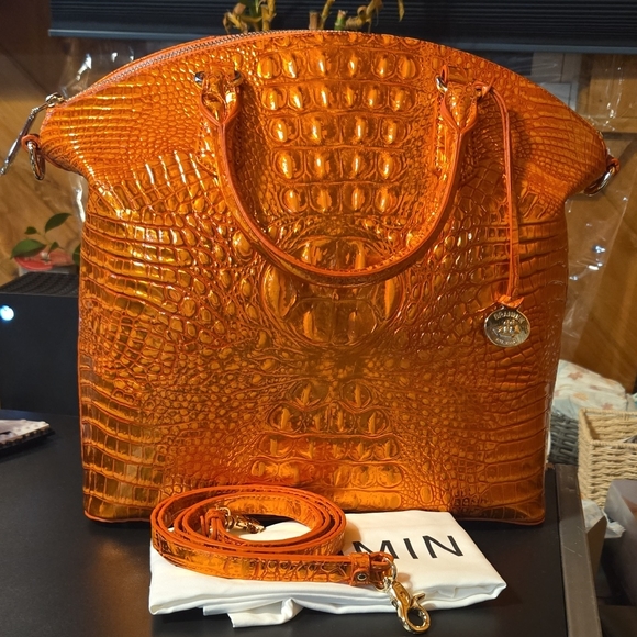 Brahmin Large Duxbury Orange Potion Genuine Leather Satchel NWT - Picture 8 of 9